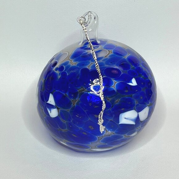 Handmade Blown Glass Ball Holiday Ornament Decor Cobalt Blue - Picture 5 of 7